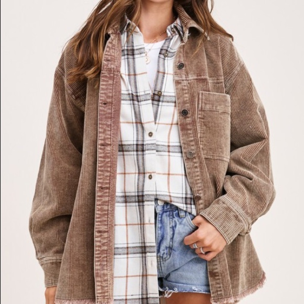 La Miel Plaid Flannel Button Down Bone Shirt - Picture 9 of 9